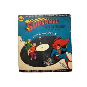 Vintage Musette Records Superman No. 1 The Flying Train Story and 45rpm Record